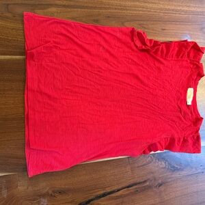 Nation Bright Red Top with Ruffled Sleeves
